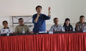 Sekda Kukar, Sunggono, beri sambutan diprogram kartu BPJS Ketenagakerjaan. (dok.)